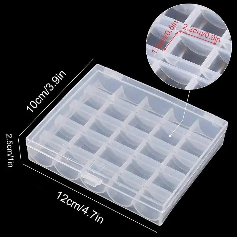 1pc Sewing Machine Empty Bobbin Storage Organizer 25 Slots Transparent Plastic