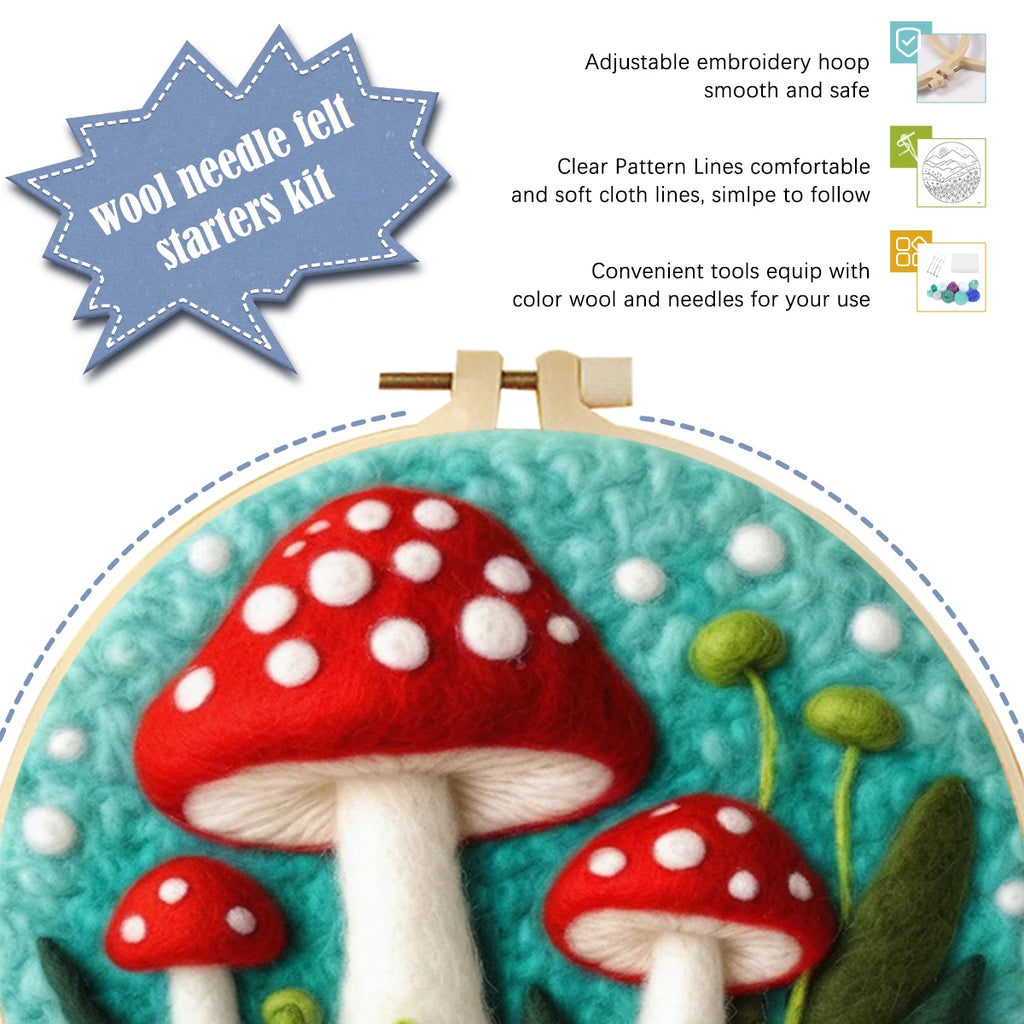 Needle Felting Wool Painting Starter Set With Embroidery Frame
