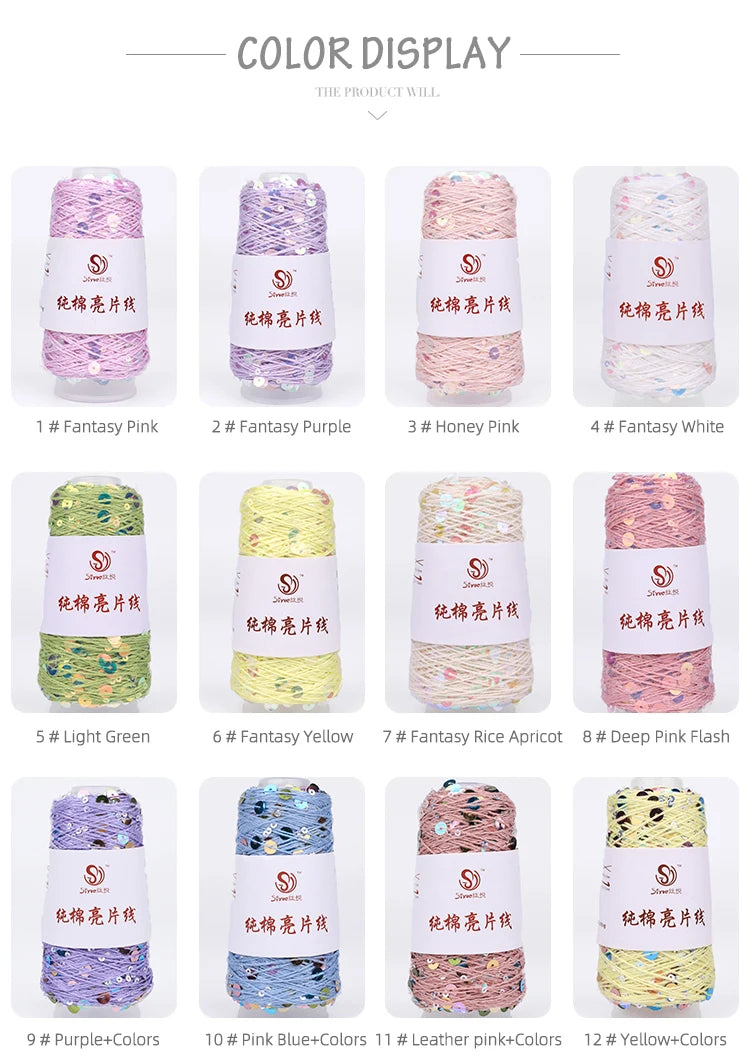 3mm+6mm sequin thread, pure cotton, hand-woven DIY yarn, special price
