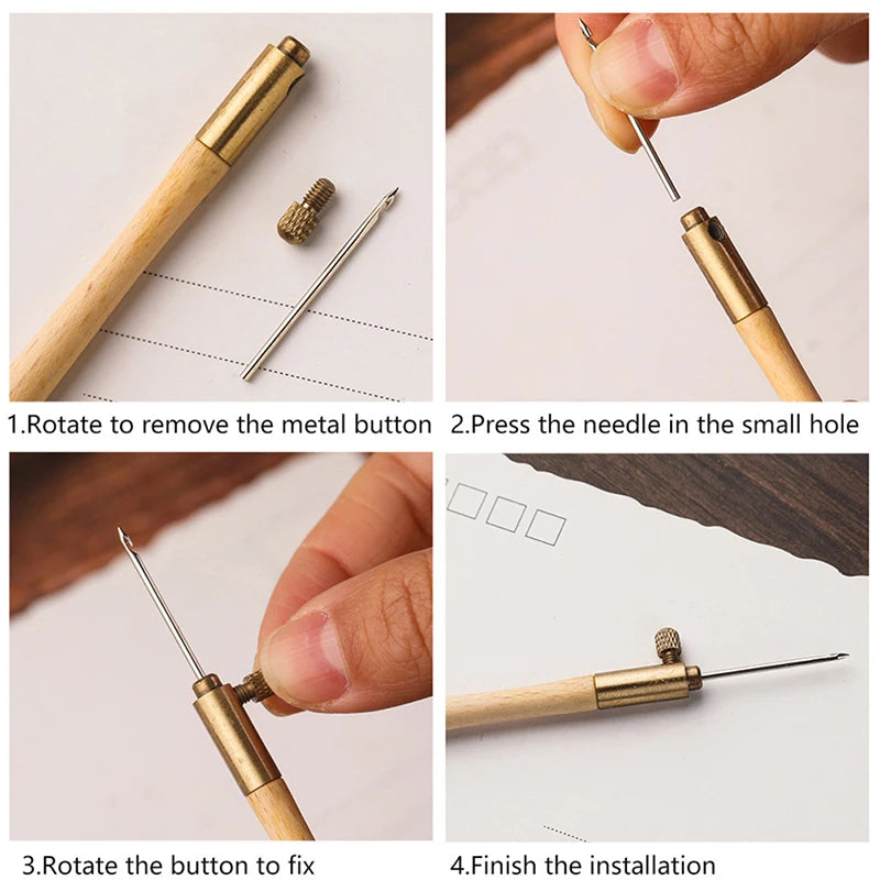 New 1set Embroidery Tambour Hook w/3 Needles Metal Pen Embroidery