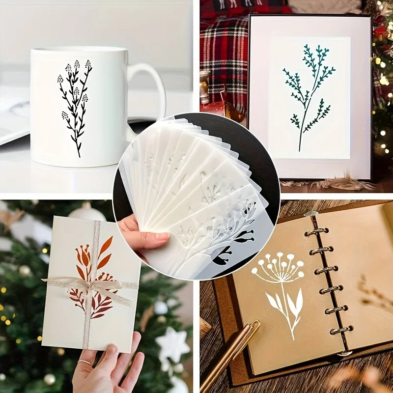18Pcs/set DIY Flower Painting Stencils, Reusable Plastic Templates for Wood,