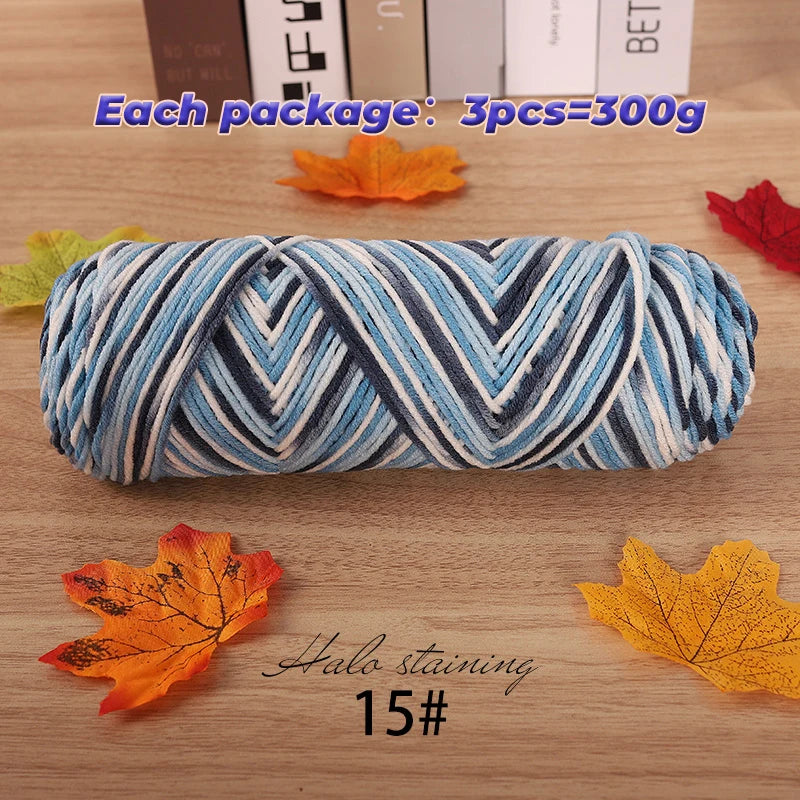 300g Halo Dyed 5-Strand Dyed Milk Cotton woven Crochet Yarn