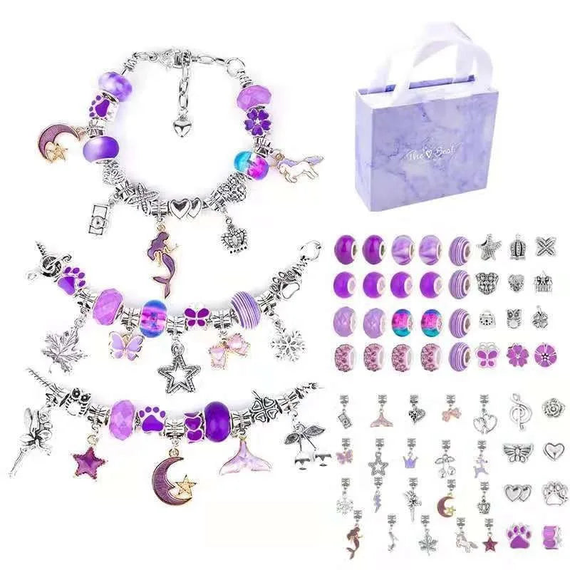 Charm Bracelet Kit Girls,Gift Box 66Pcs Jewelry for 6-12