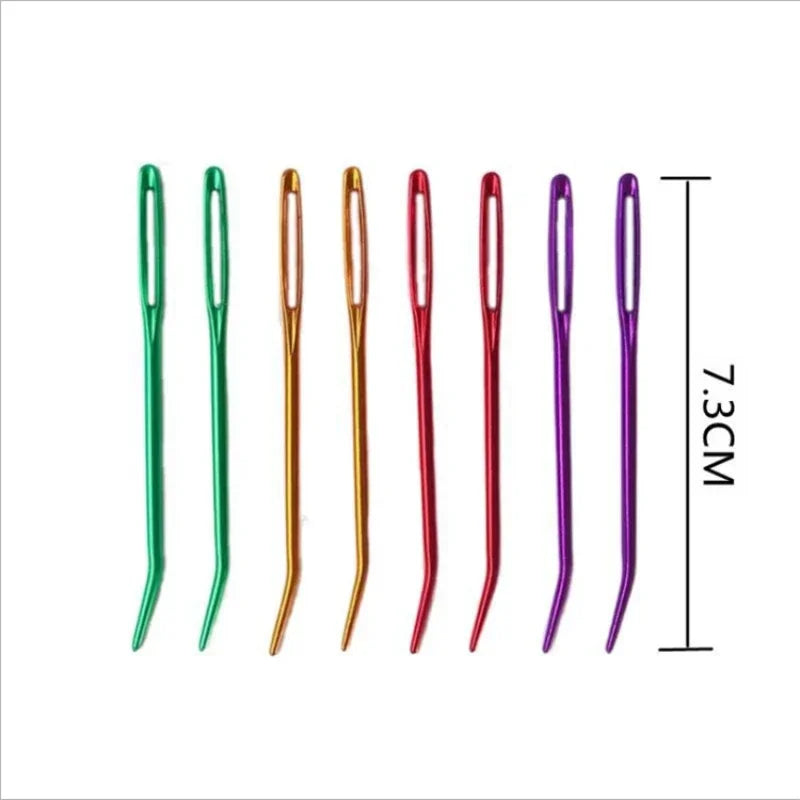 2/8Pcs Big-Eye Curve Bent Needle Yarn Knitting Weaving Crochet Tapestry