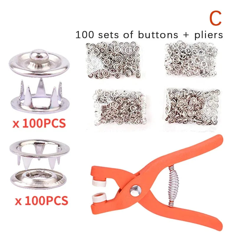 Snaps Buttons Pliers Set Snap Fasteners Sewing Buttons Press Studs