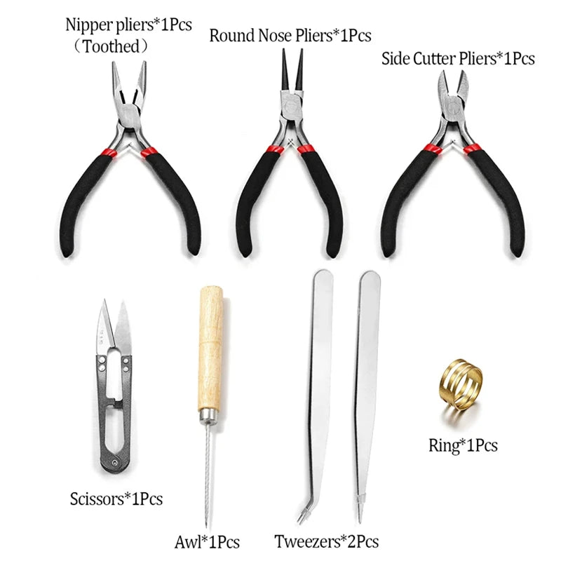 1Pack Jewelry Making Supplies Kits w/Pliers Jump Ring Opener Awl