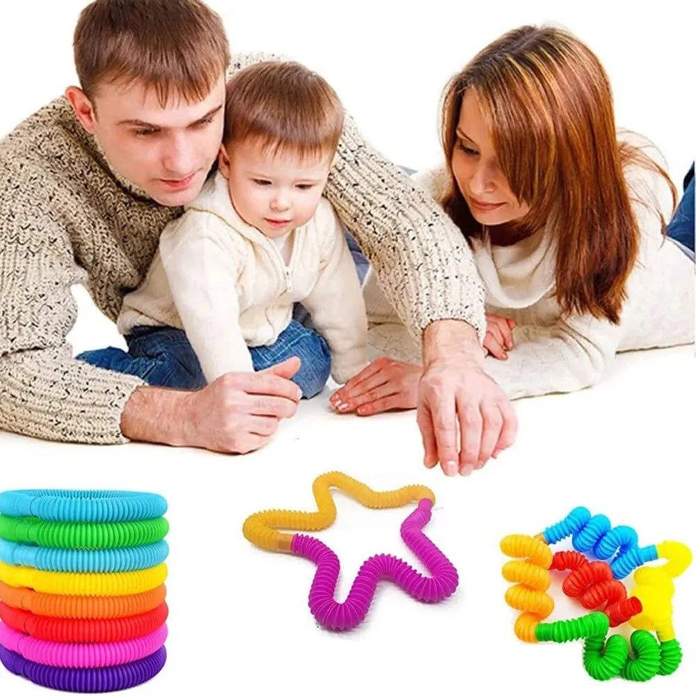 8PCS Coil Telescopic Pop Stretching Tube Children/Adult Stress Relief Toy