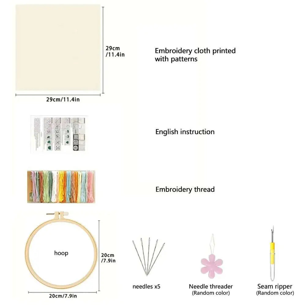 1Pc Embroidery Kit&Hoop Christmas Wreath Included Hand Cross-Stitch Kit Adults
