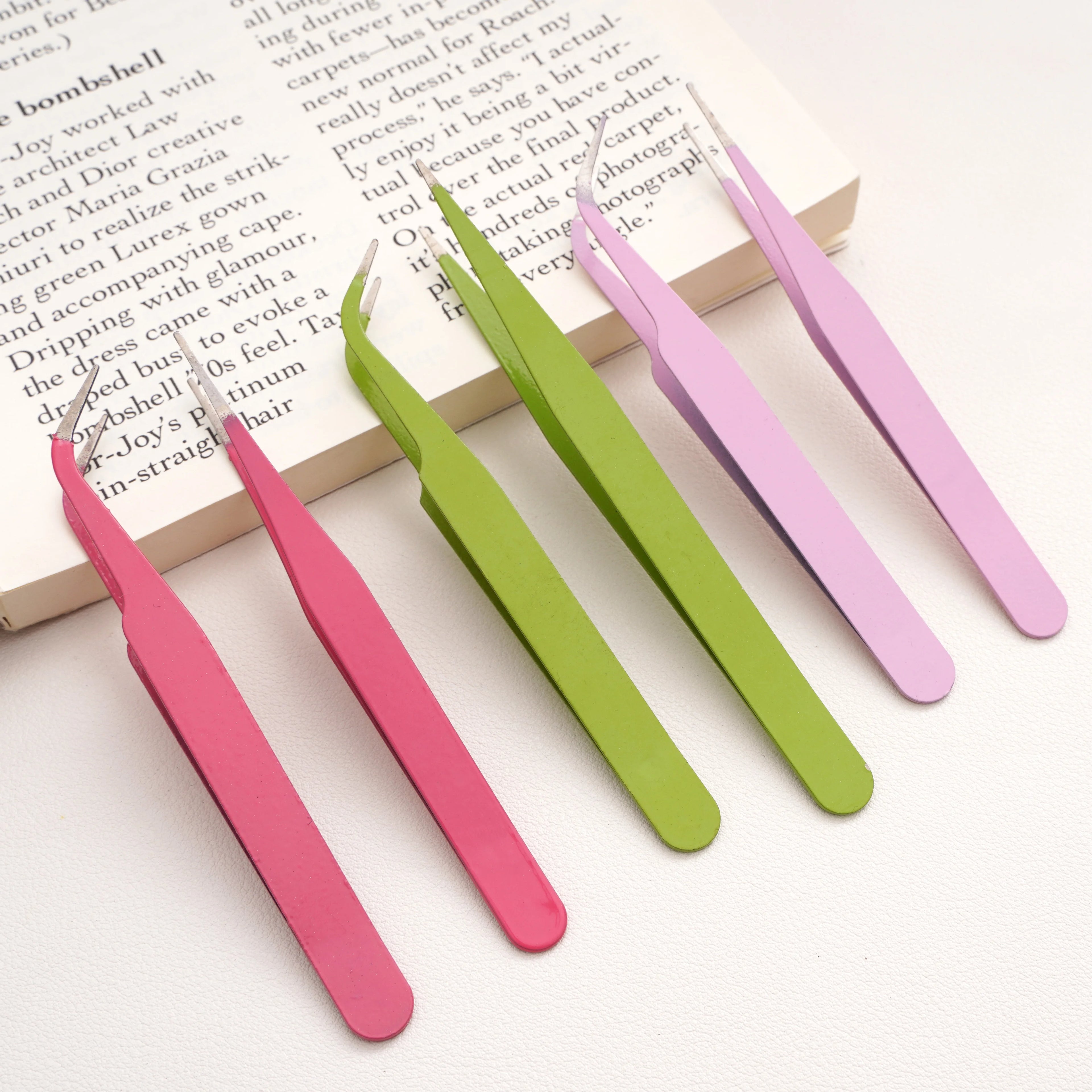 1Pc Colorful Tweezers Curved & Straight Tip Craft Clips