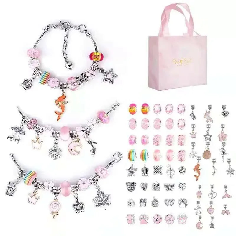 Charm Bracelet Kit Girls,Gift Box 66Pcs Jewelry for 6-12