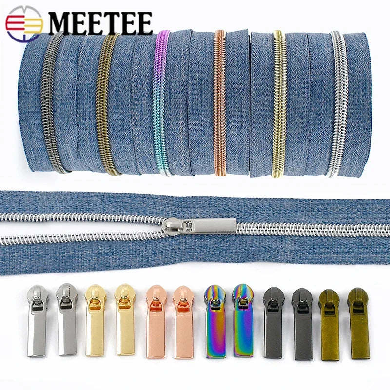 2/3/5M 5# Nylon Zipper Tape Zip Puller Slider Sewing Bag