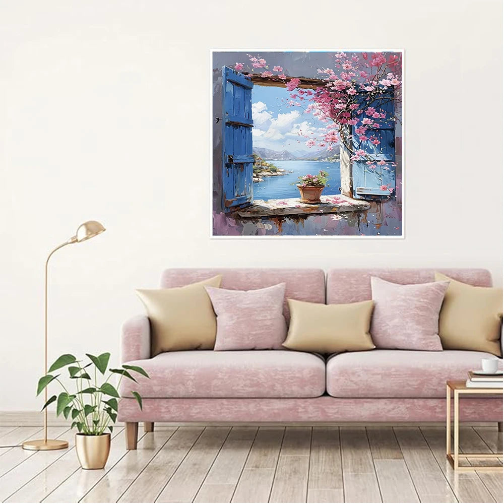 Full Square Round Diamond Mosaic House Landscape DIY Painting Town Ship New Arrival Embroidery Seaside Unique Gift