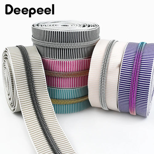 1/2/5Meters 5# Stripe Sewing Coil Zipper for Nylon Zips Bags Garment Decor Zip Tape By Meter Zippers Repair Kit DIY Accessories