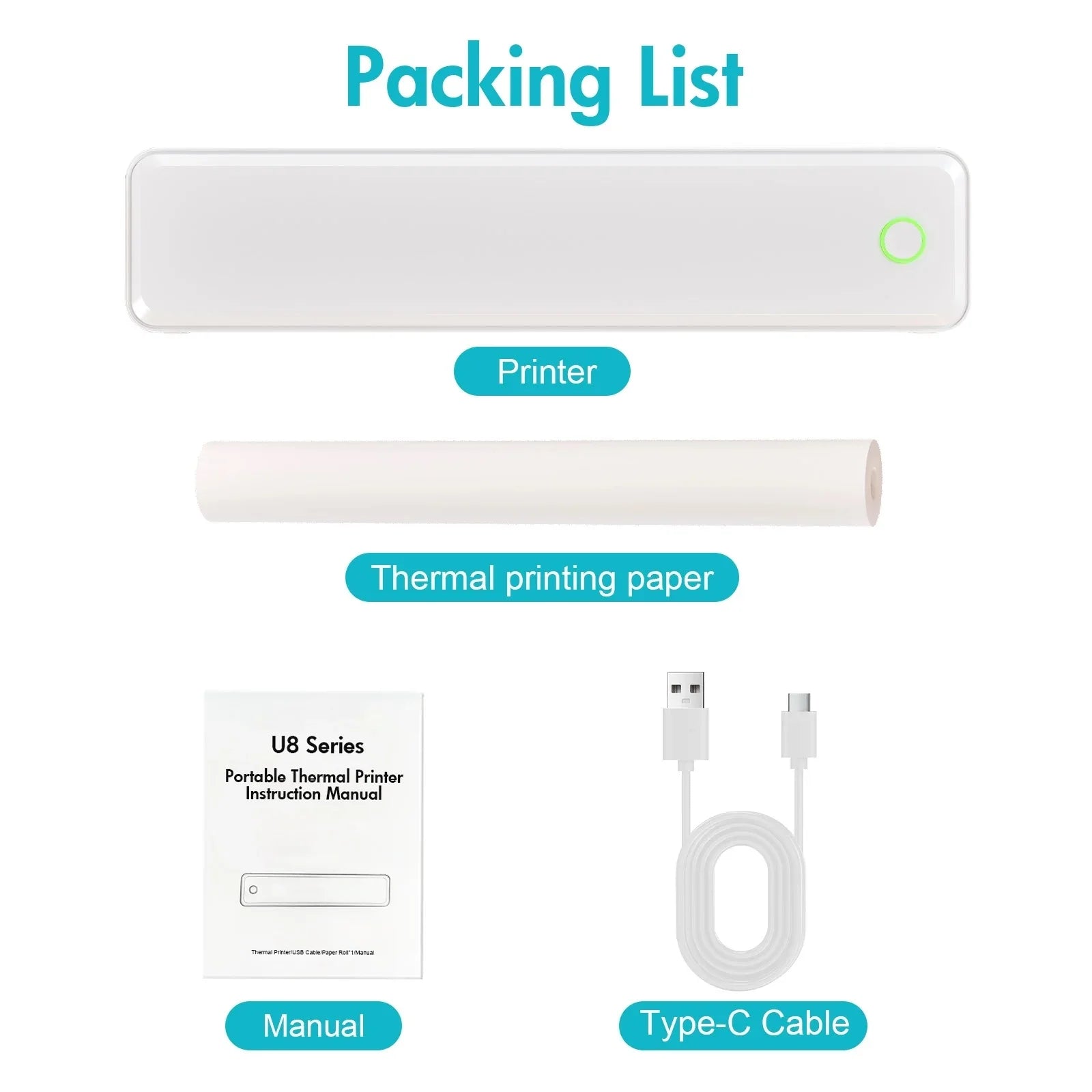 Portable Printers Wireless Inkless Thermal A4 Label Maker US Letter/A4/A5/B5