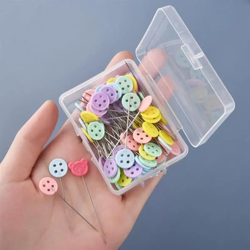 100/50Pcs Patchwork Pins Sewing/Embroidery/Quilting Tools Needle Fixed Metal Button Pins