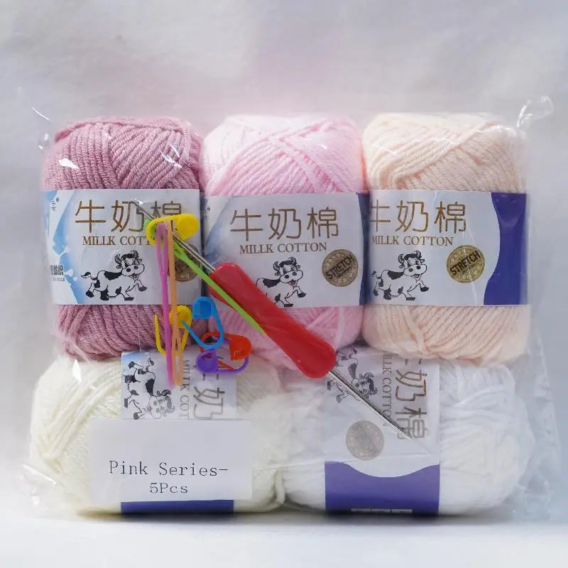 New 5Pcs colorful Soft Milk Cotton 5Ply Yarn Children, Adults