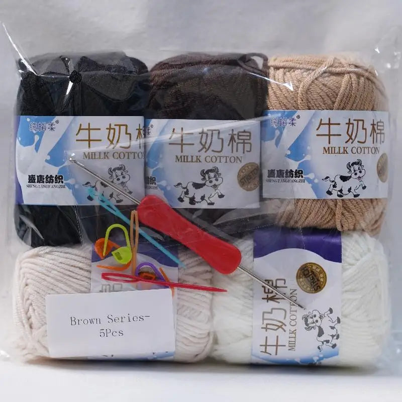 New 5Pcs colorful Soft Milk Cotton 5Ply Yarn Children, Adults