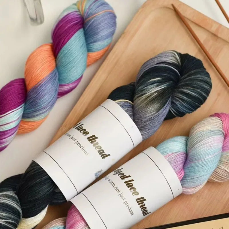 100g/Roll Hand-Dyed Silk Lace Thin Gradient Color Crochet Knitting Yarn