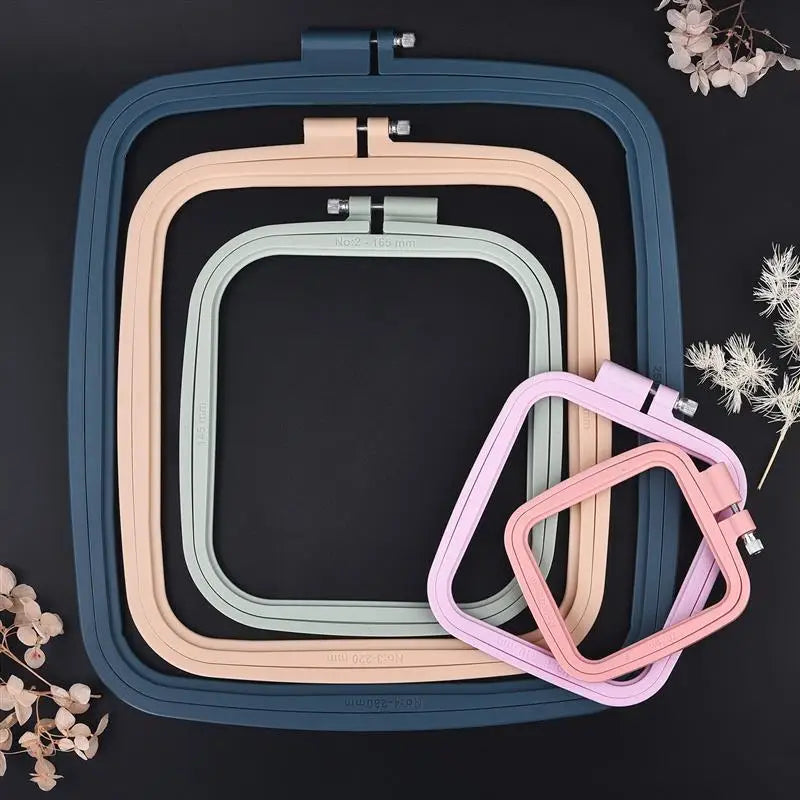 Plastic DIY Embroidery Hoops Square Shape Cross Stitch Frame Ring