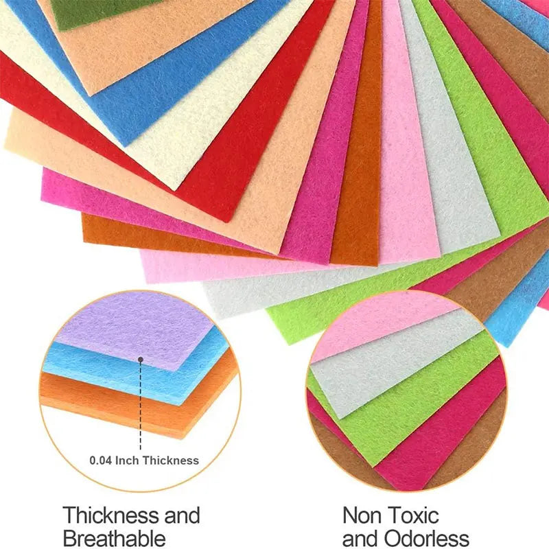 10-40Pcs Felt Fabric Sheets Assorted Colors Non-Woven 1mm Thick Square