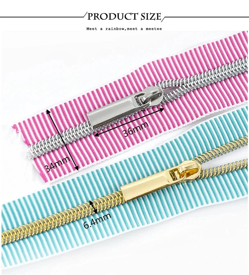 1/2/4/5Meters 5# Striped Nylon Zippers Tape Sewing Bag Continuous Roll