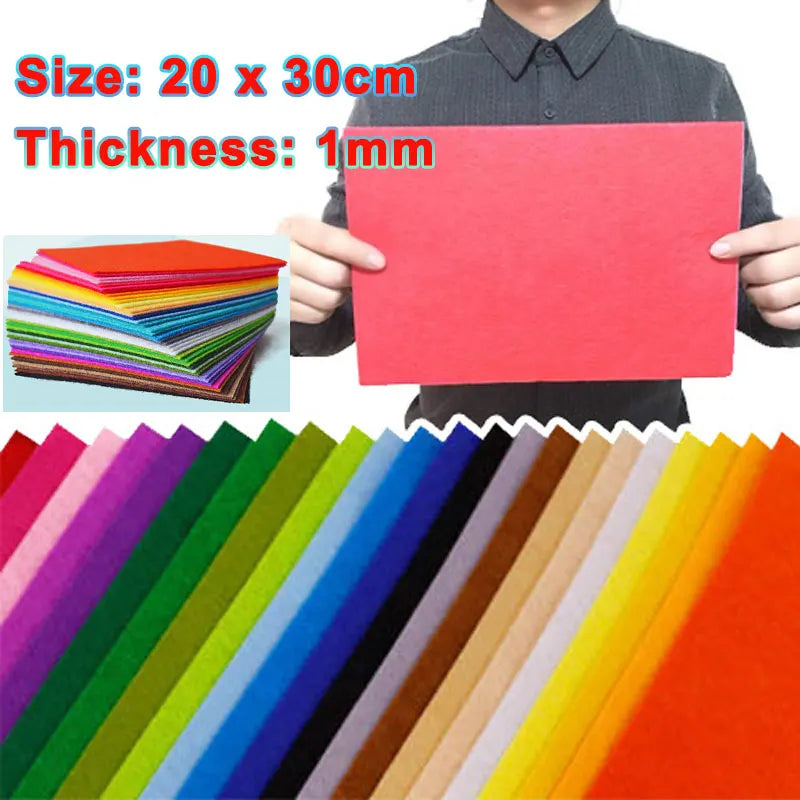 10-40Pcs Felt Fabric Sheets Assorted Colors Non-Woven 1mm Thick Square