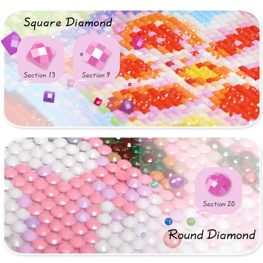 Huacan Full Square Round Diamond Painting Butterfly Peony Mosaic kit