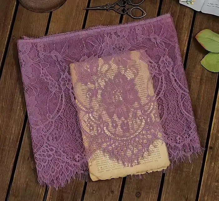 3Meters French chantilly lace Floral embroidered trim with scallop eyelash