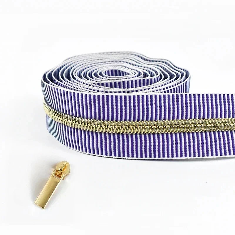 1/2/4/5Meters 5# Striped Nylon Zippers Tape Sewing Bag Continuous Roll