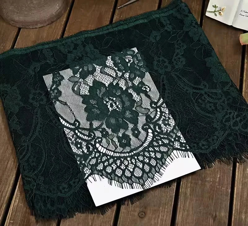 3Meters French chantilly lace Floral embroidered trim with scallop eyelash