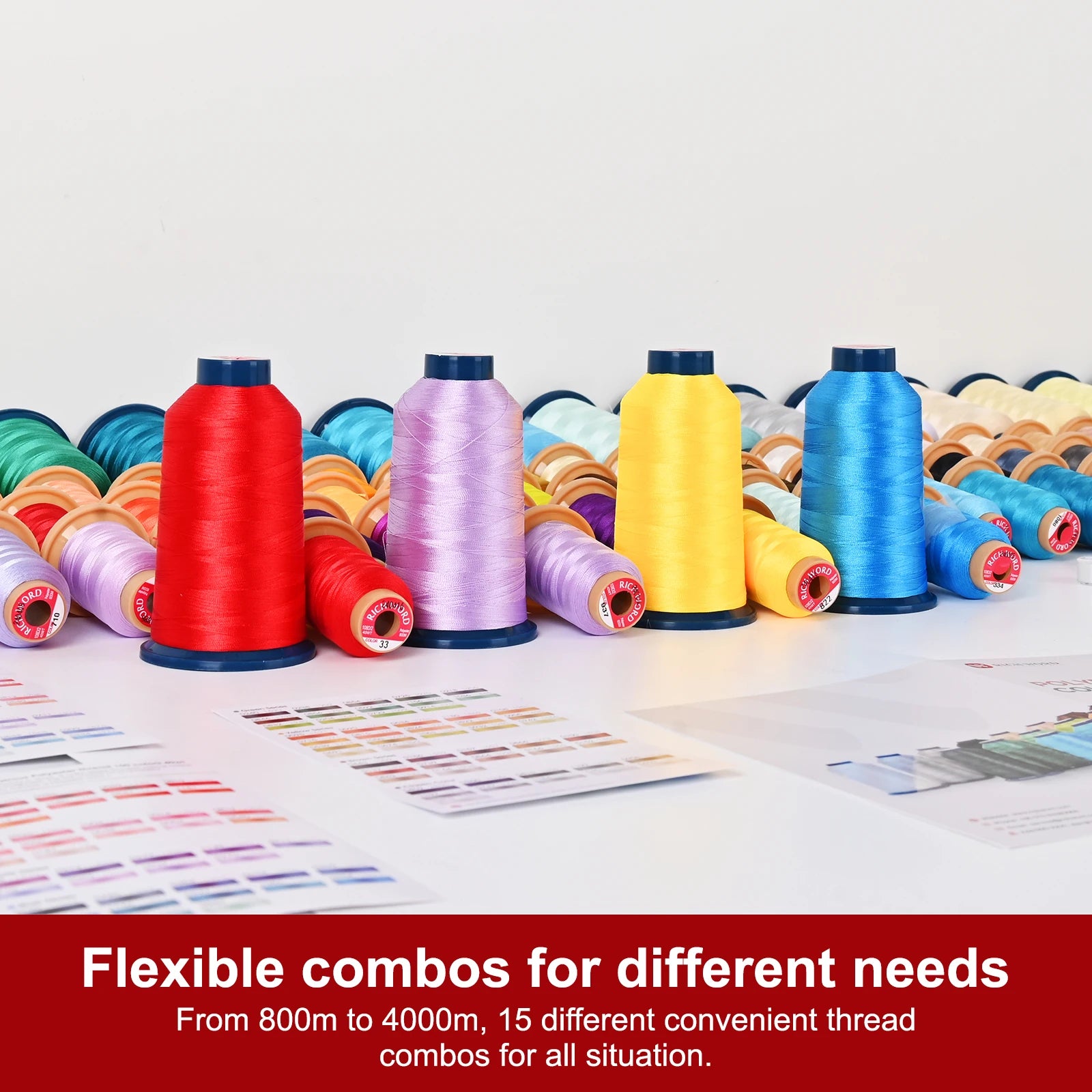 RICHWORD 40Pcs Colors Embroidery Threads 800M (875Y) Polyester Thread Kit