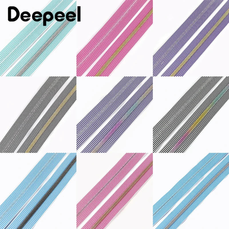 1/2/5Meters 5# Stripe Sewing Coil Zipper for Nylon Zips Bags Garment Decor Zip Tape By Meter Zippers Repair Kit DIY Accessories