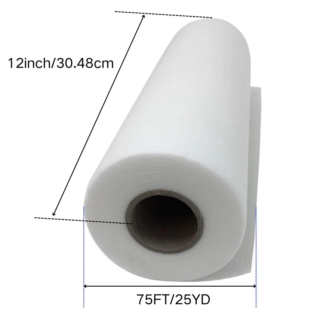 Wash-Away Water Soluble Embroidery Stabilizer 12"x25Yd-Roll-40g Compatible with Most Hoops
