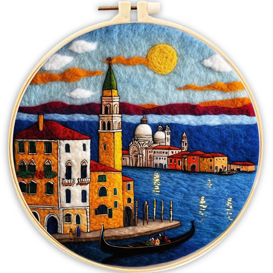 Needle Felting Wool Painting Starter Set With Embroidery Frame