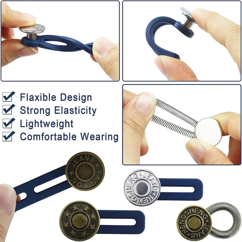 New 10/5/1PC Metal Button Extender Pants Jeans Adjustable Retractable Waist