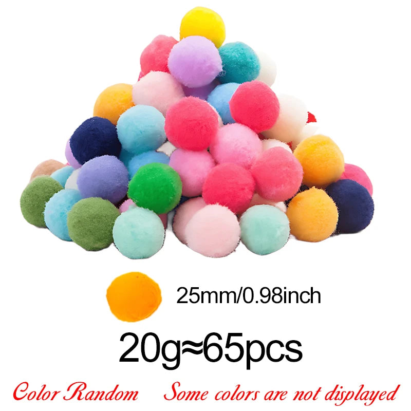 20g/Pack Colorful Pompoms Soft Round Pompom Fluffy Ball DIY Craft