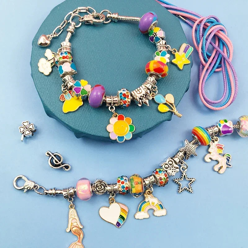 Charm Bracelet Kit Girls,Gift Box 66Pcs Jewelry for 6-12